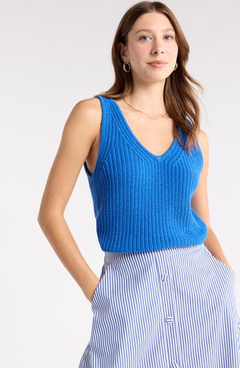 1901 V-neck Sweater Tank In Blue