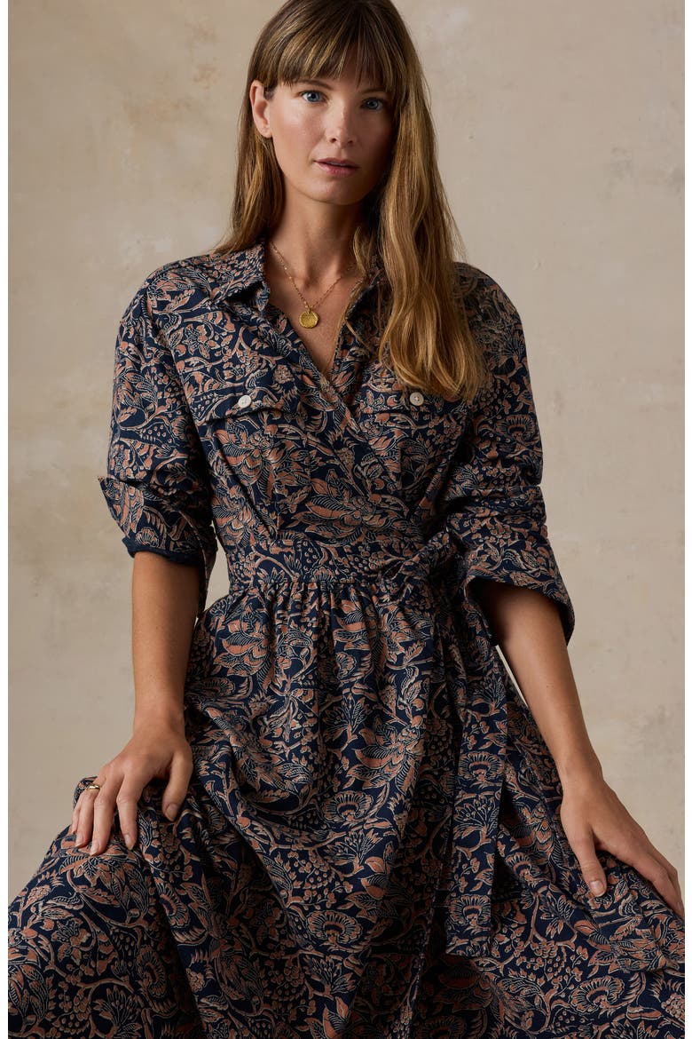 Abby Organic Cotton & Linen Maxi Wrap Dress, Alternate, color, SHADOWED GARDEN