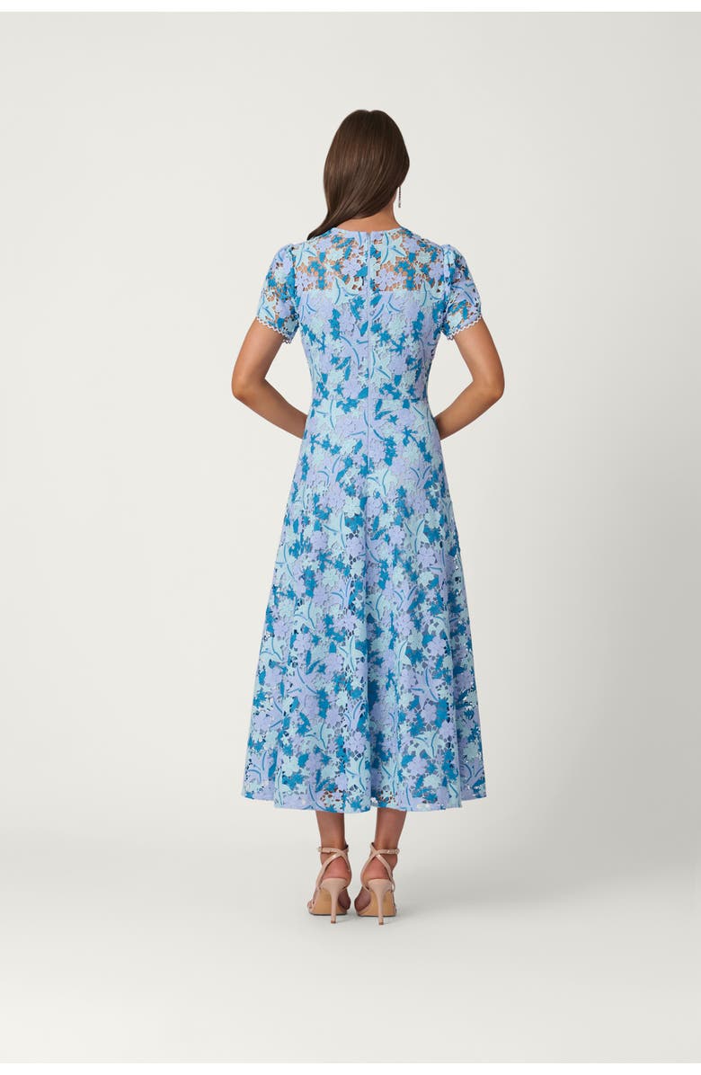 Shoshanna Midnight Tricolor Lace Preston Dress, Alternate, color, Light Blue/Periwinkle/Slate