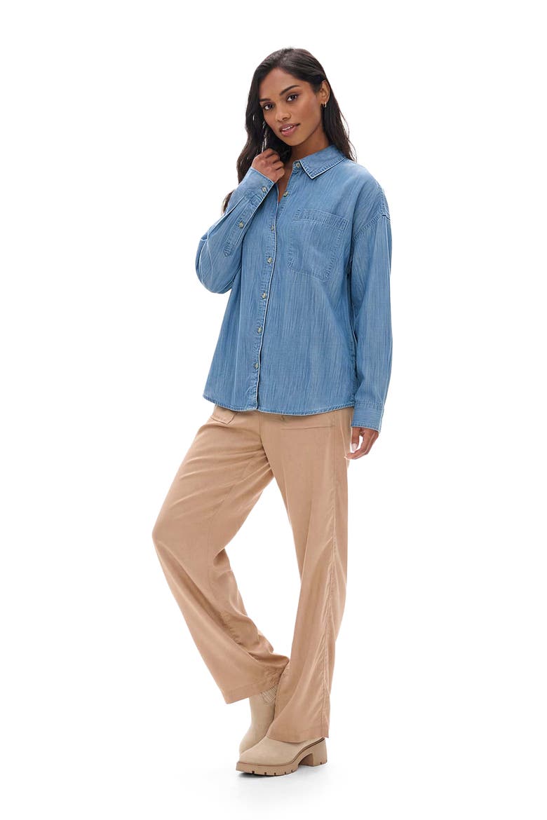 Relaxed Long Sleeve Button Down Shirt, Alternate, color, LIGHTWASH BLUE