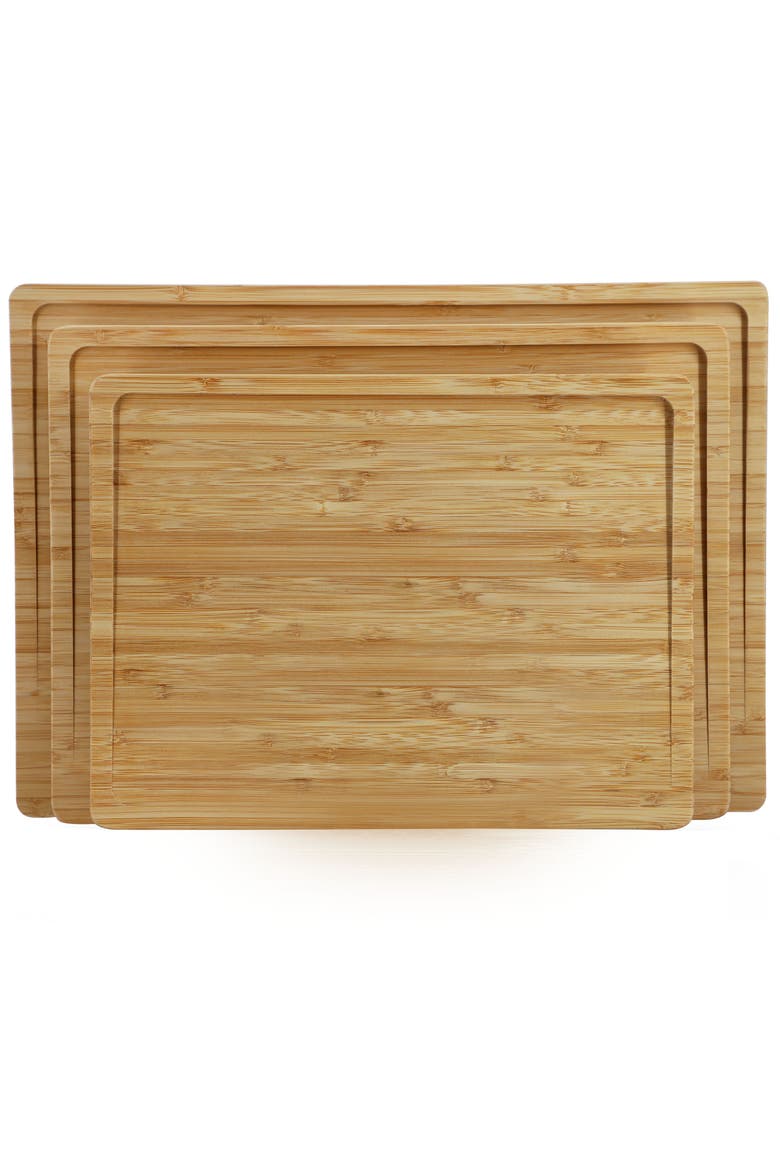 3 Piece Natural Wood Cutting Board Set, Alternate, color, Brown