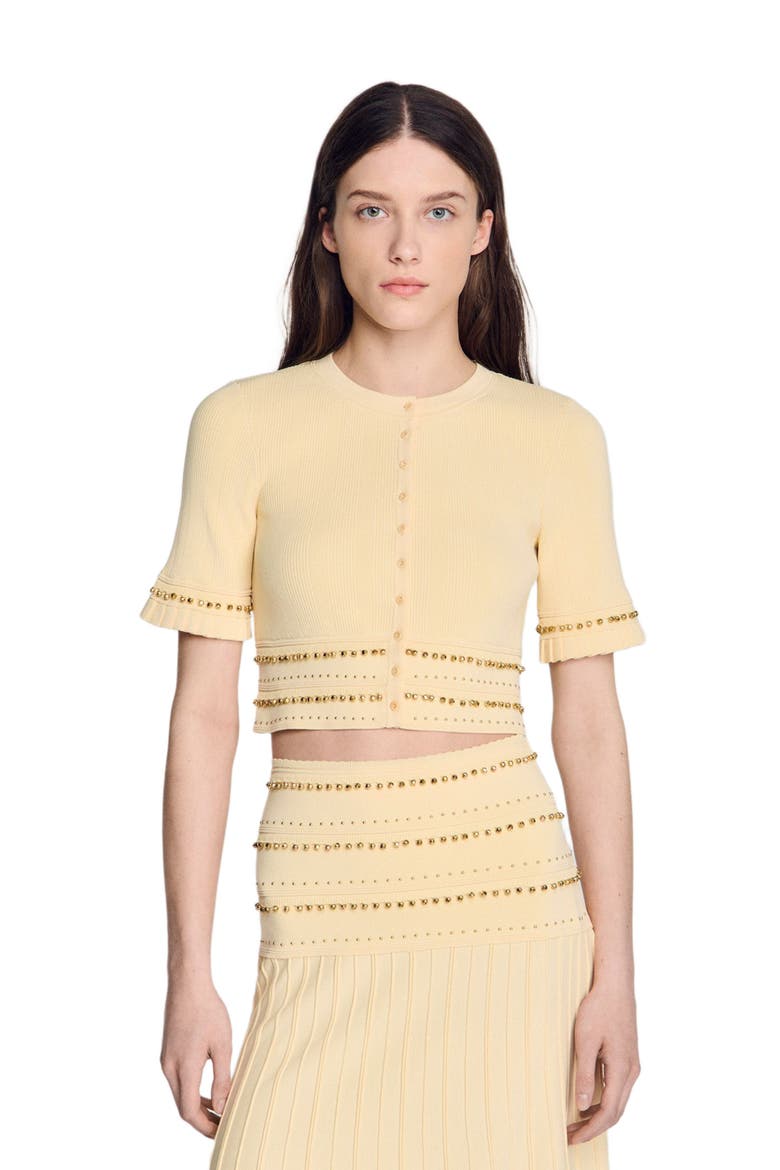 Cropped cardigan with tassels, Alternate, color, Vanilla