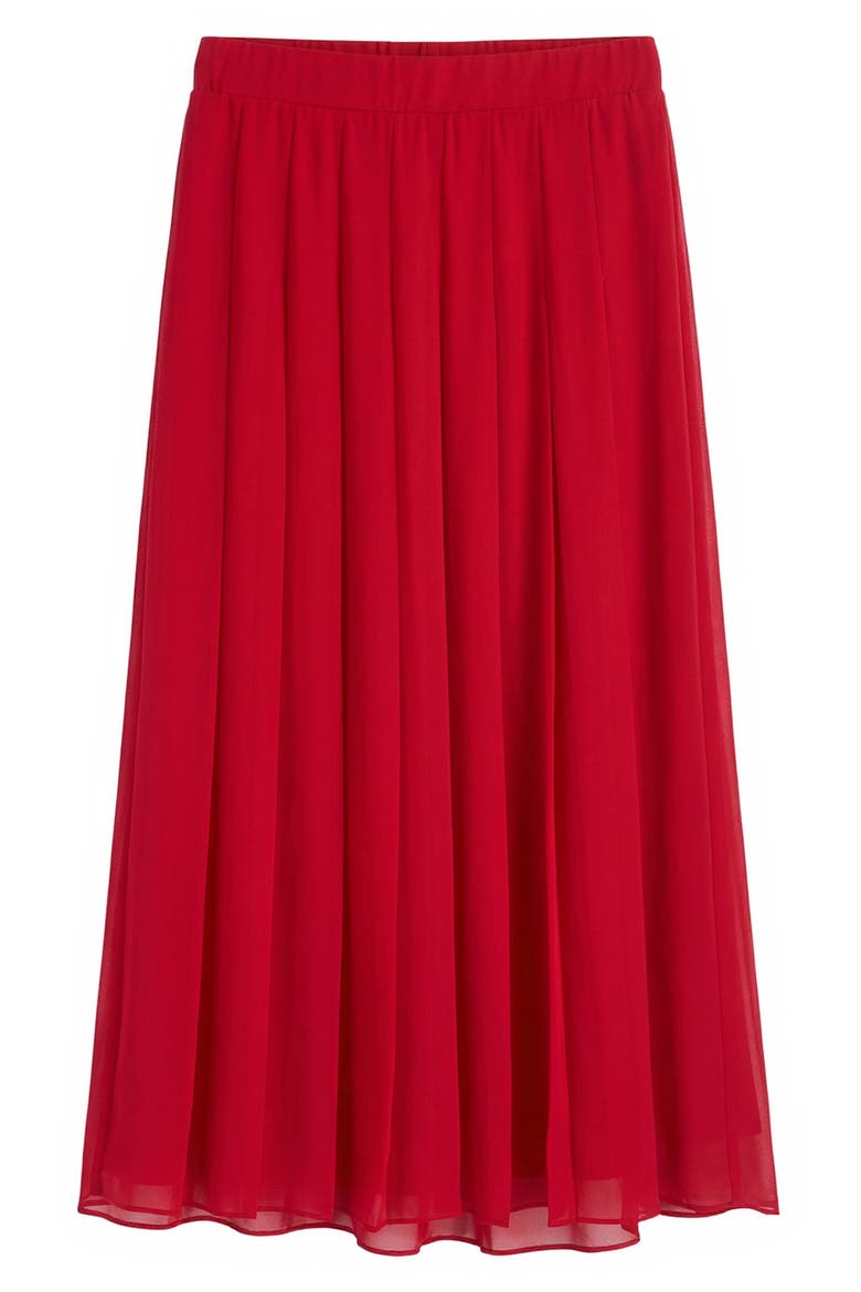 Pleated Front Midi Skirt, Alternate, color, FIRE RED