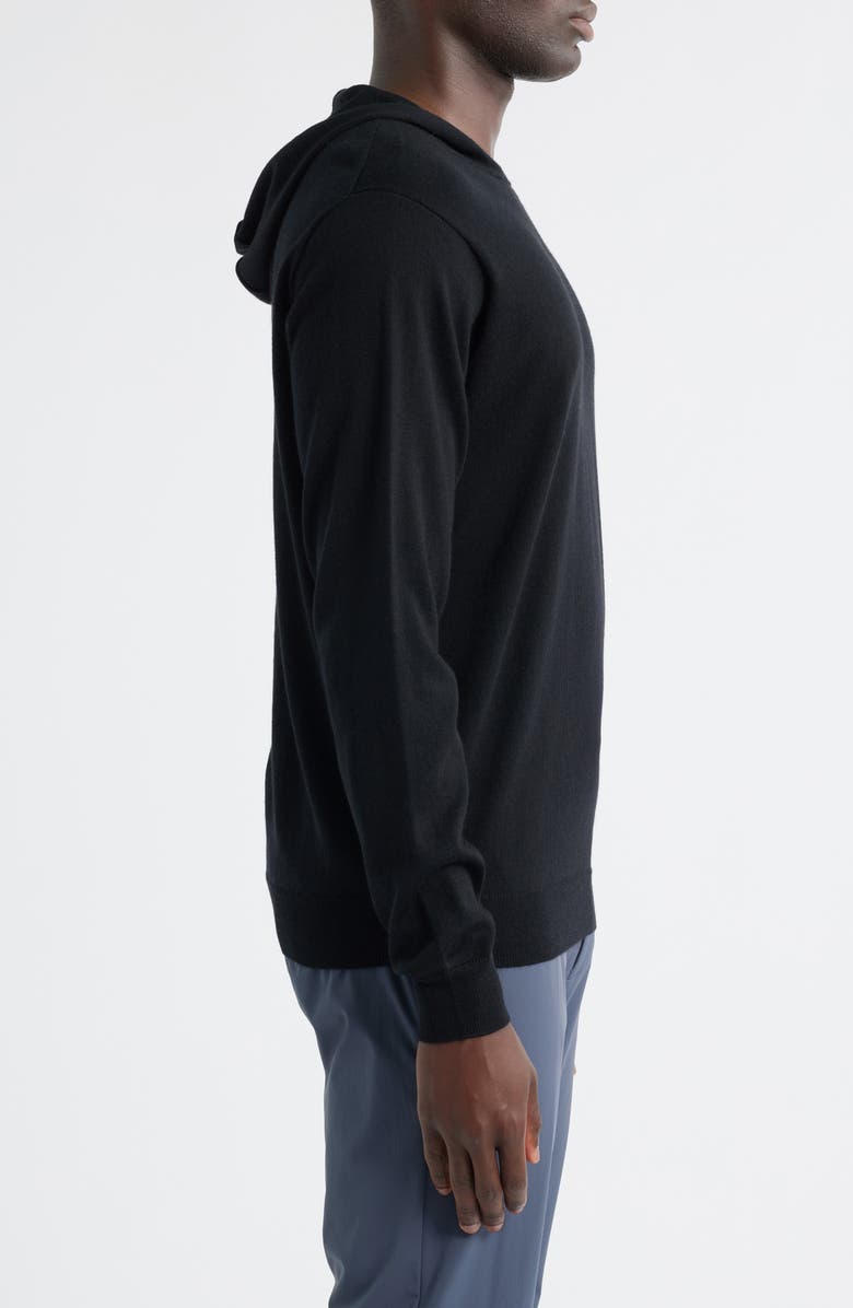 Peter Millar Autumn Crest Merino Wool Blend Hooded Sweater, Alternate, color, Black