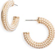 Kenneth Jay Lane Faux Pearl Hoop Earrings