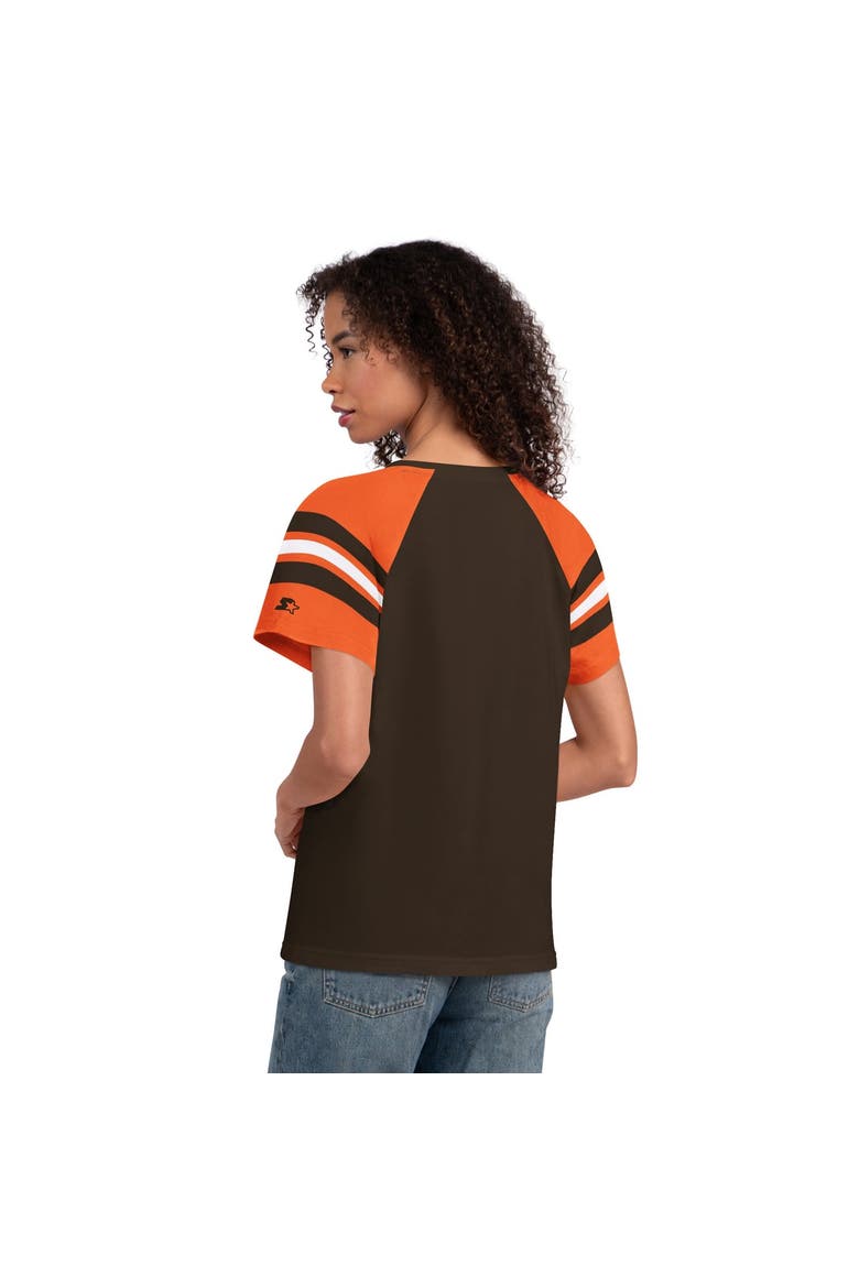 Women's Starter  Brown Cleveland Browns Game On Notch Neck Raglan T-Shirt, Alternate, color, Brown