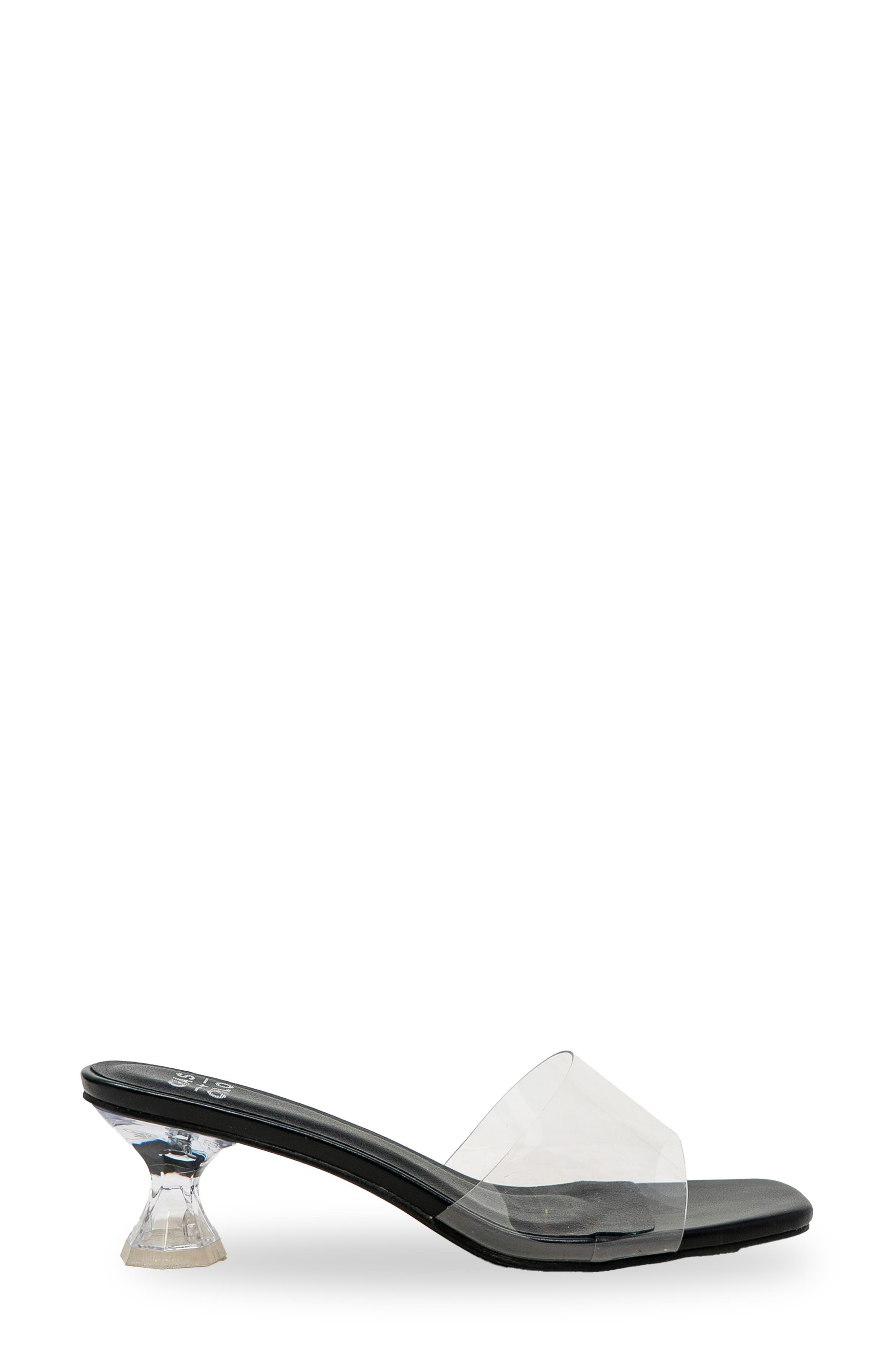 CHASE AND CHLOE Oriana Clear Sandal, Alternate, color, Black Pu