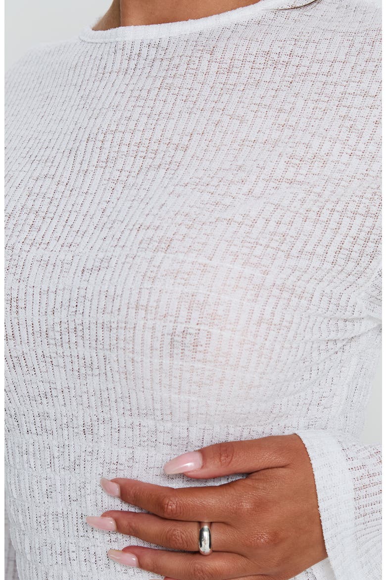 Bradly Shirred Crewneck Top, Alternate, color, WHITE