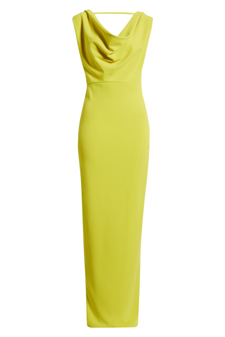 Brullo Draped Column Gown, Alternate, color, CHARTREUSE