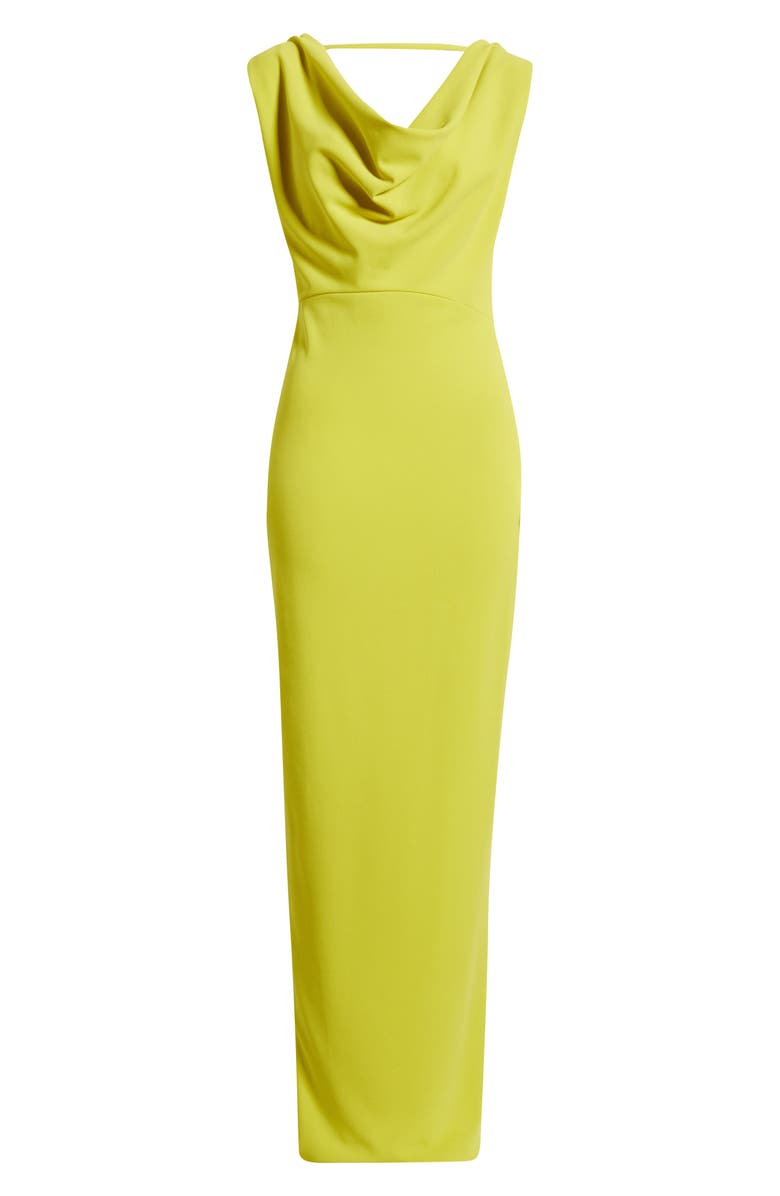 Black Halo Brullo Draped Column Gown, Alternate, color, Chartreuse
