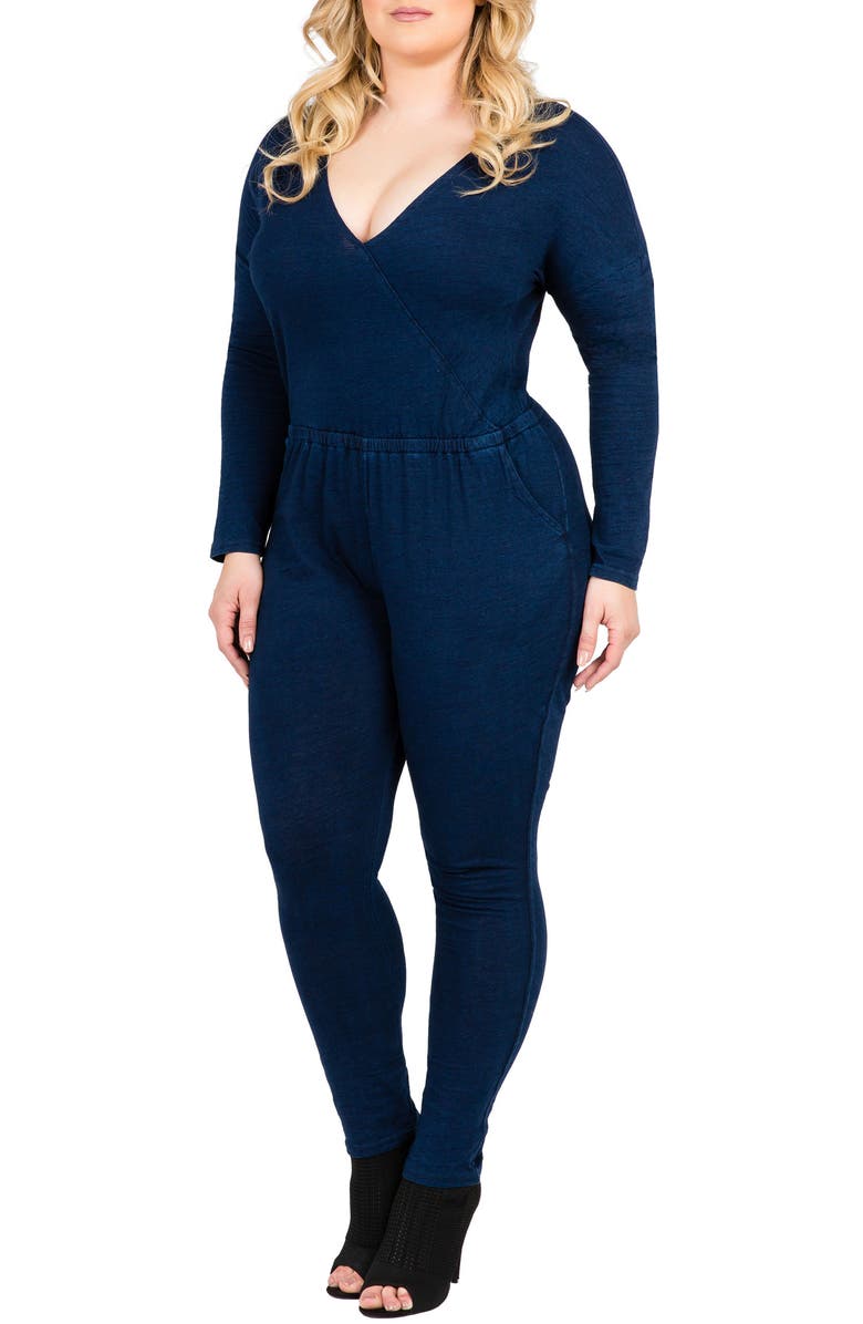 Standards & Practices Lucy Knit Denim Jumpsuit, Main, color, Blue