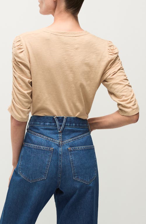 Veronica Beard Waldorf Long Sleeve Cotton T-shirt In Stone Khaki
