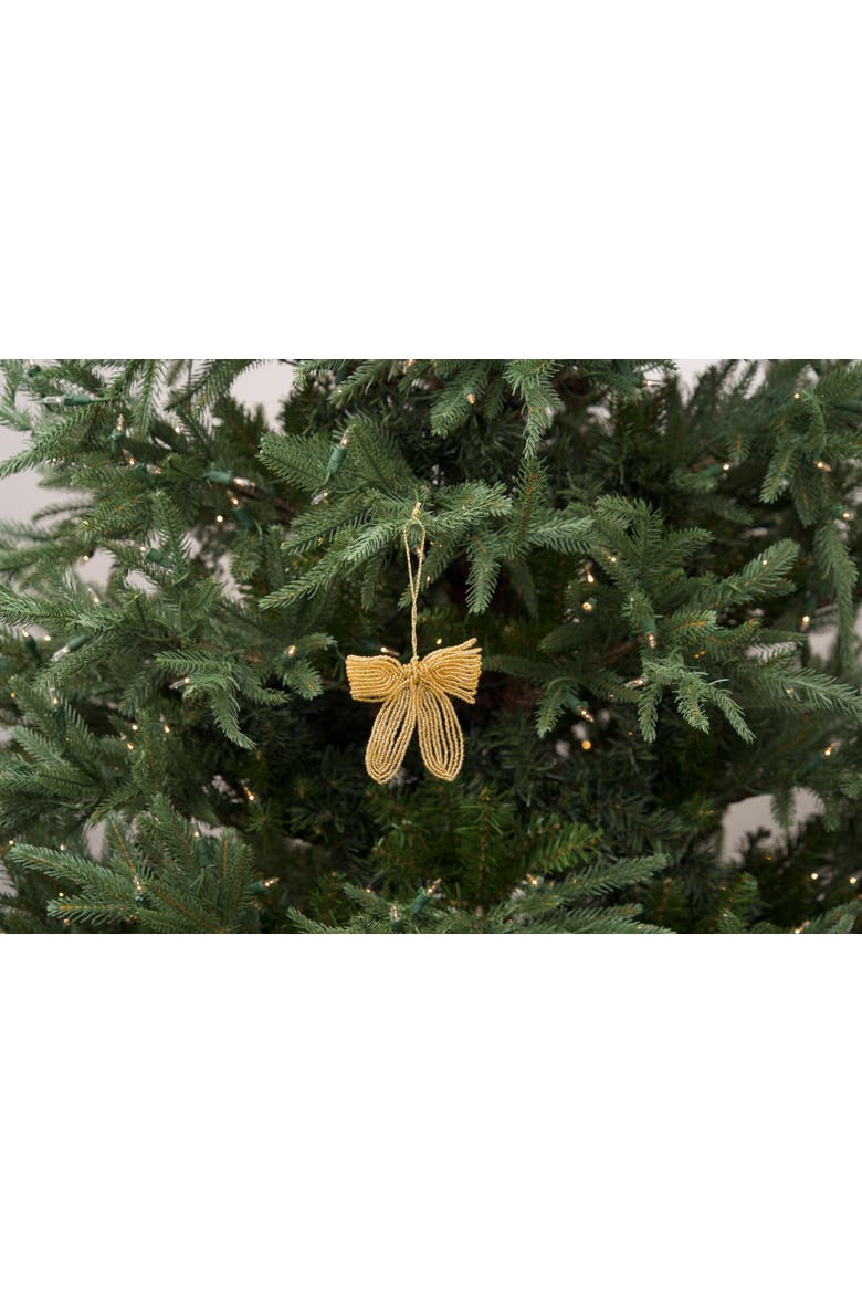 Ribbon Beaded Gold Christmas Tree Ornament, Alternate, color, Yellow