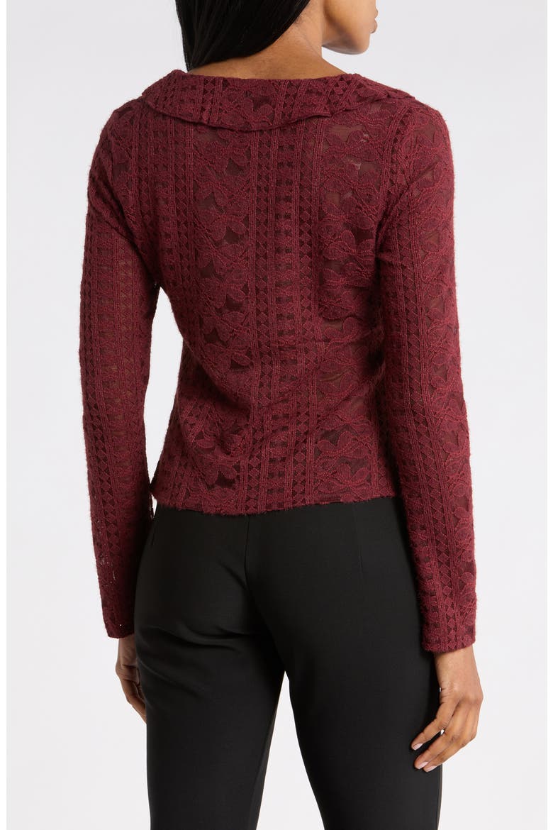 Ruffle V-Neck Sweater, Alternate, color, TAWNY PORT