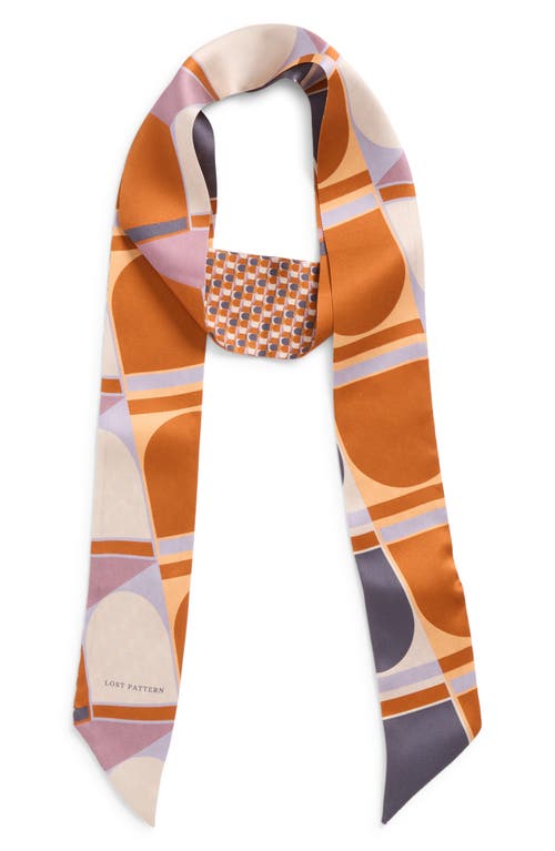 Lost Pattern Modular Skinny Silk Scarf In Orange
