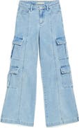 Tractr Kids' Wide Leg Cargo Jeans