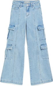 Tractr Kids' Wide Leg Cargo Jeans