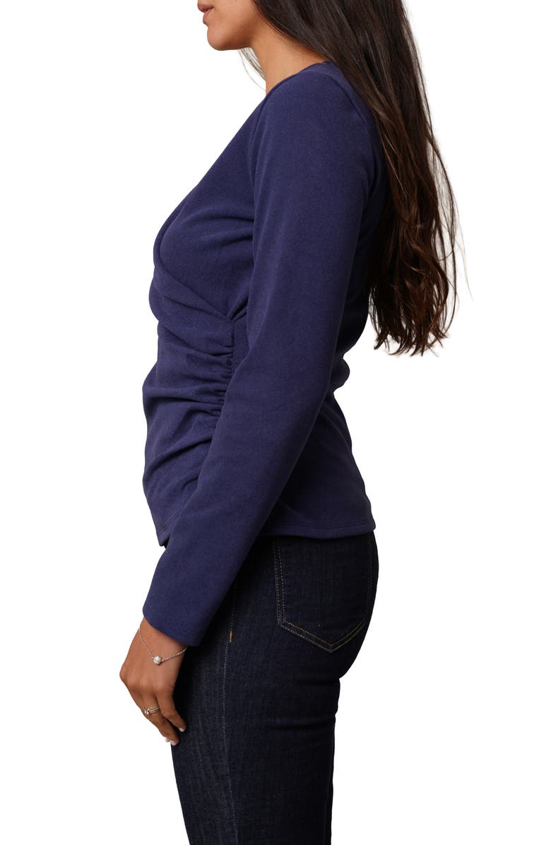 CYRUS Long Sleeve Faux Wrap Top, Alternate, color, Indigo