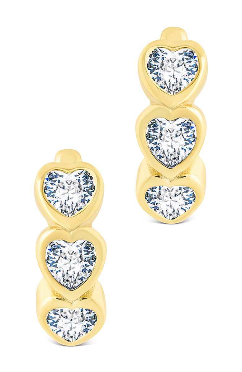 Sterling Forever Jorlyn Cubic Zirconia Heart Micro Huggie Hoop Earrings, Alternate, color, Gold