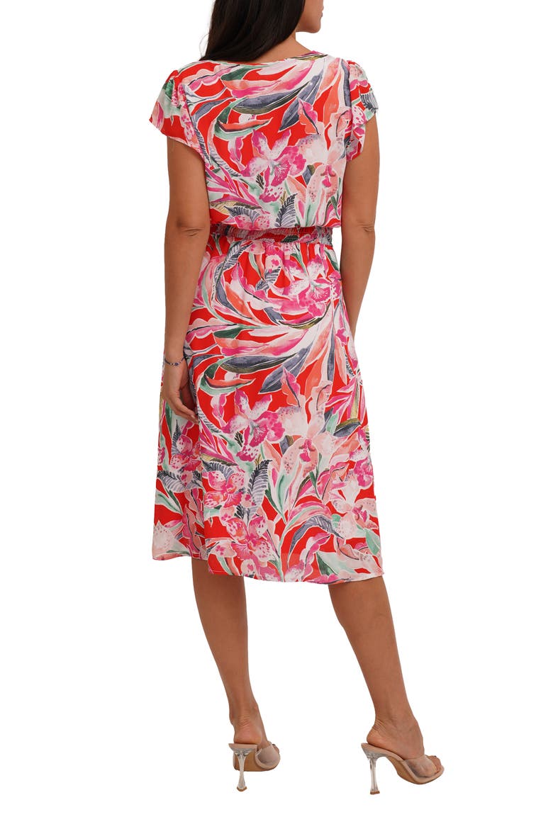 Flutter Sleeve Midi Dress, Alternate, color, MAGDALENA