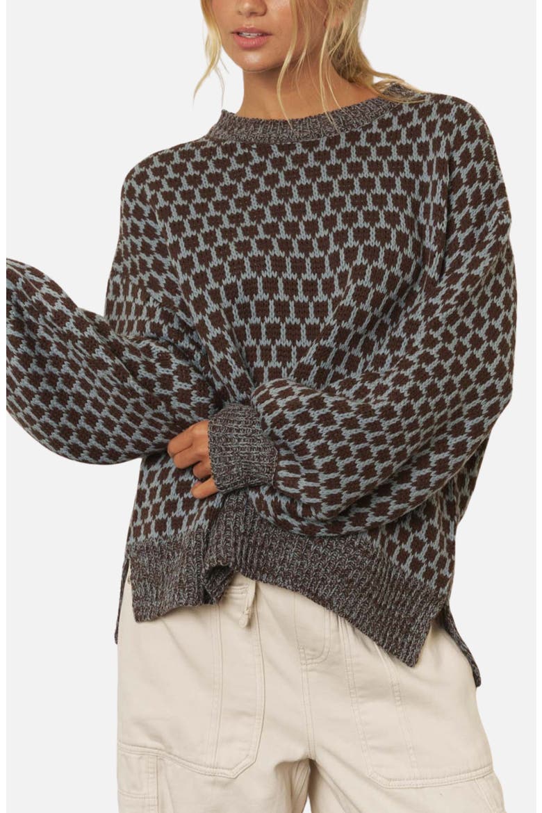 Geometric Pattern Relaxed Sweater, Alternate, color, DUSTY BLUE