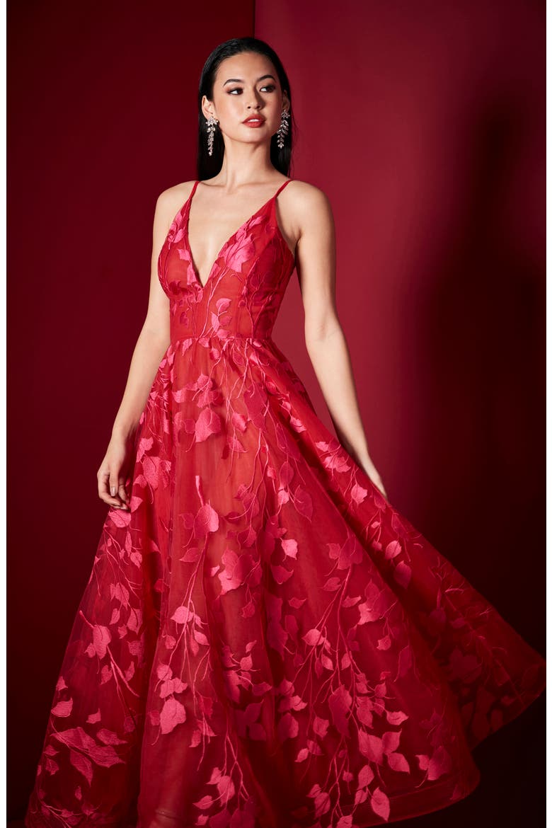 Karolina Embroidered Gown, Alternate, color, FUCHSIA/ RED