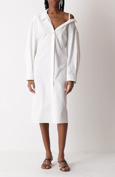 スカート JACQUEMUS 'La Robe Chemise' dress Jacquemus La Robe Chemise Long Sleeve Asymmetric Cotton