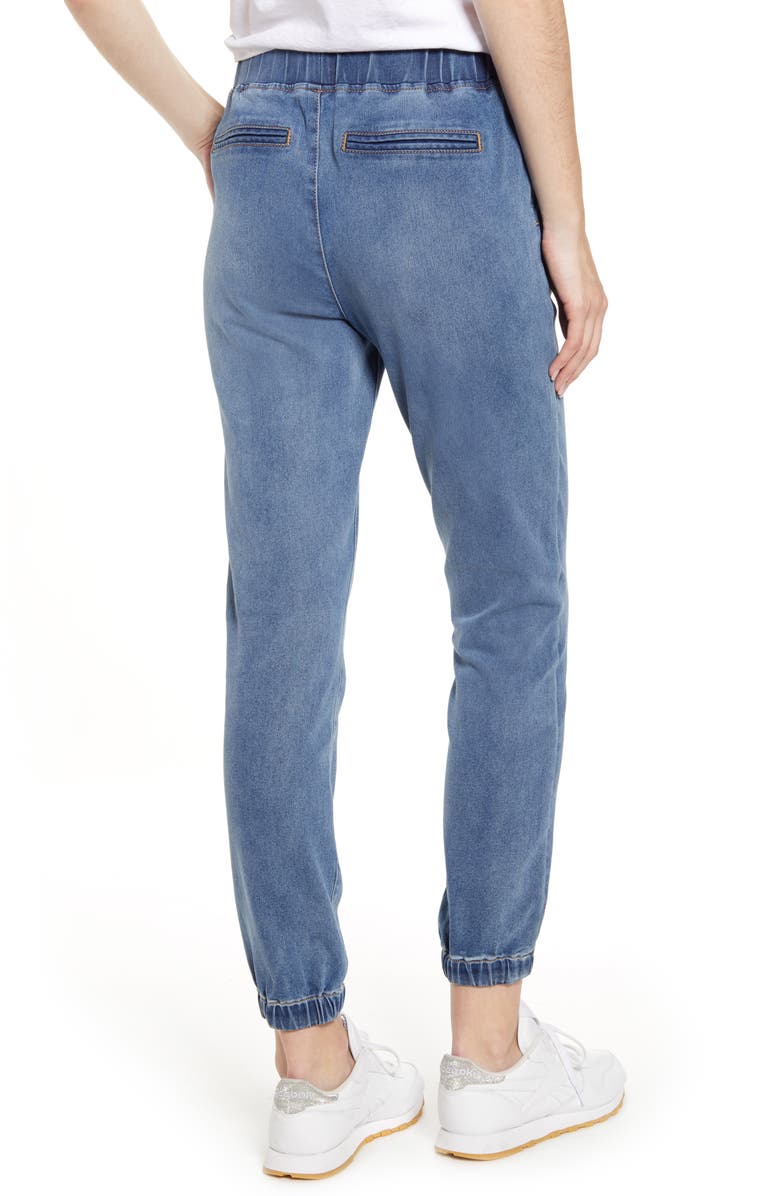 Tinsel Tie Front Denim Jogger Pants, Alternate, color, 