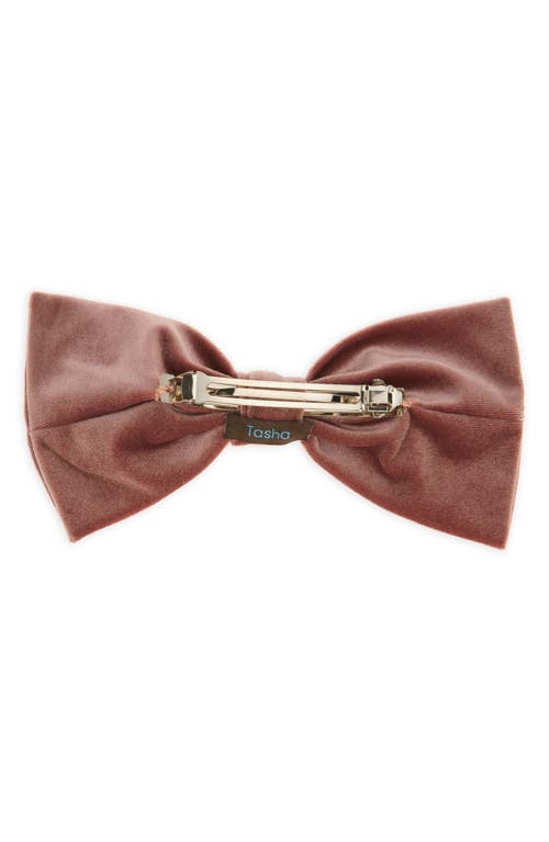 Tasha Velvet Bow Barrette In Pink