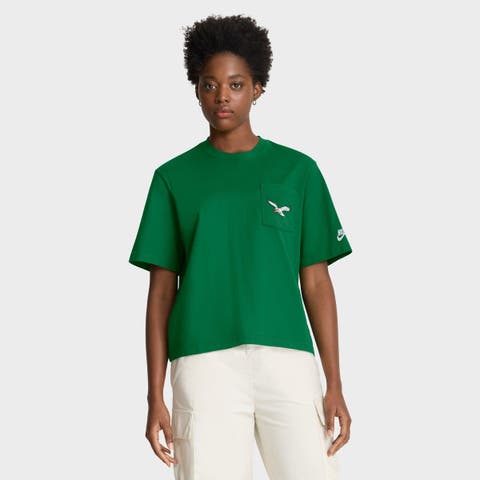 Women's Nike Kelly Green Philadelphia Eagles Rewind Pocket Boxy T-Shirt