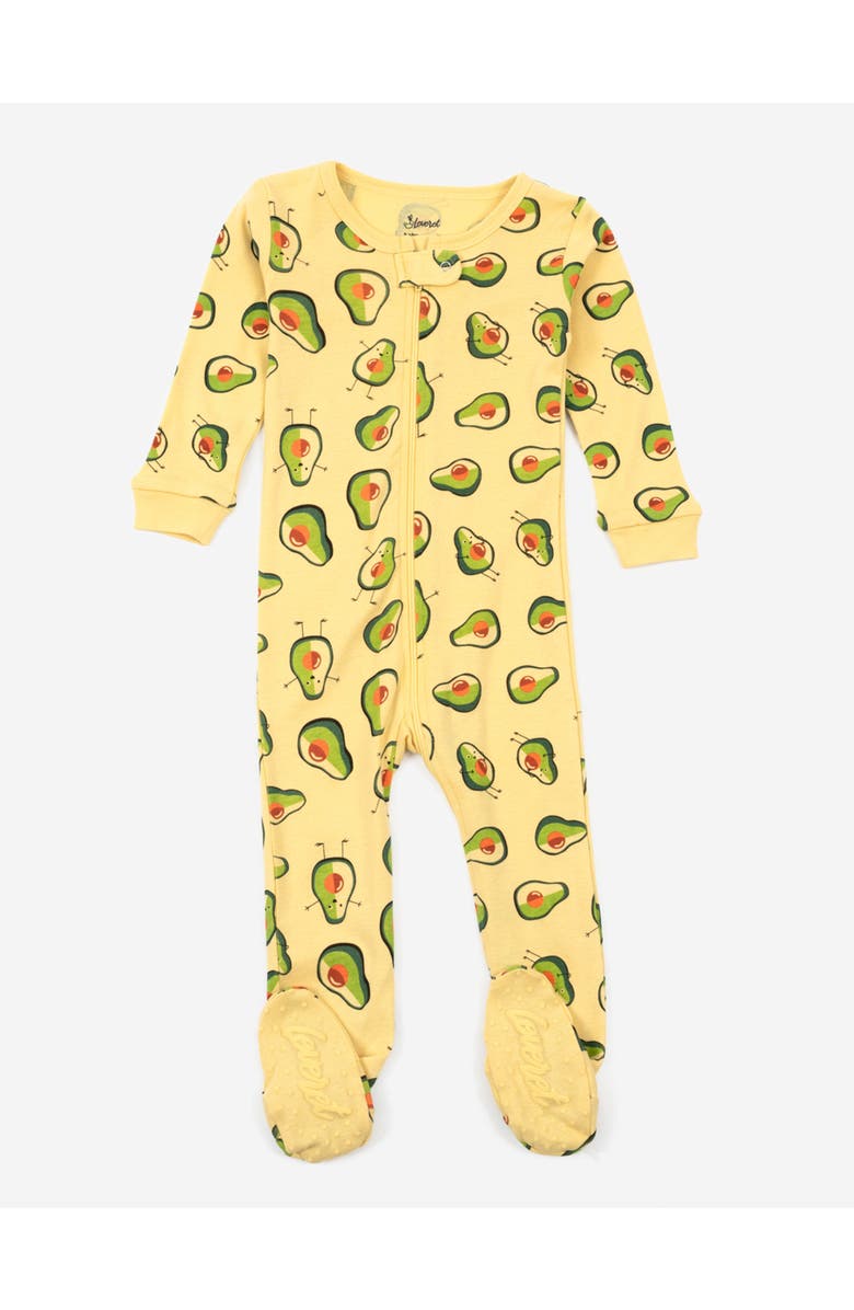 Leveret Footed Cotton Matching Family Pajamas, Nature & Water Prints, Main, color, Avocado