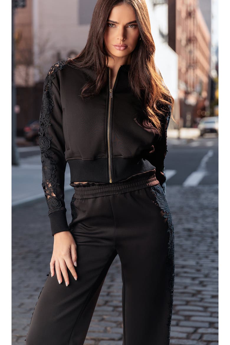 Kensley Lace Combo Pants, Alternate, color, Black