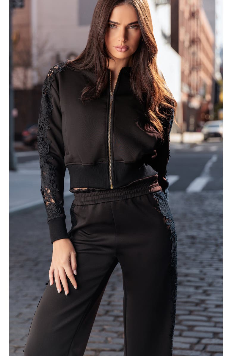 Generation Love Kensley Lace Combo Pants, Alternate, color, Black