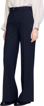 SANDRO Minimal chalk-striped trousers