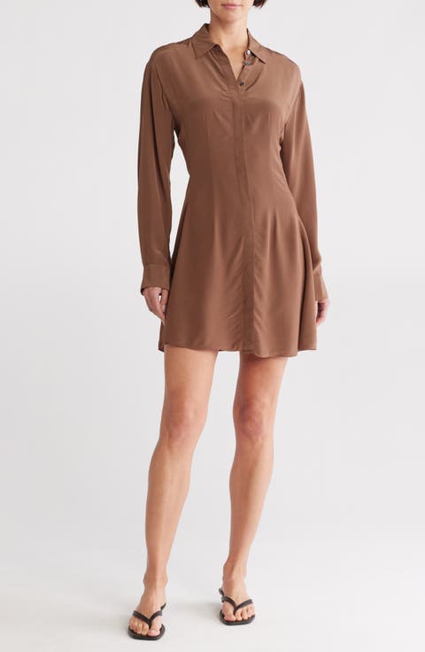 Sculpt Flare Long Sleeve Shirtdress