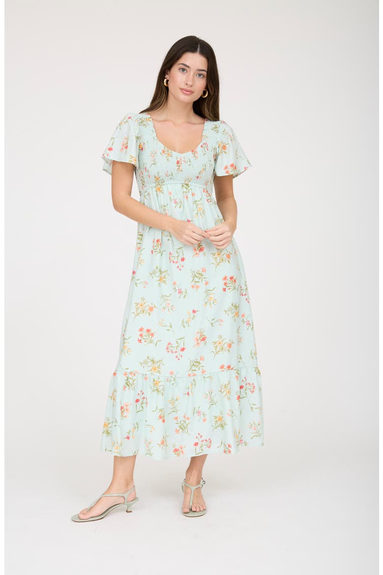 Flutter Sleeve Midi Sundress, Alternate, color, SAGE