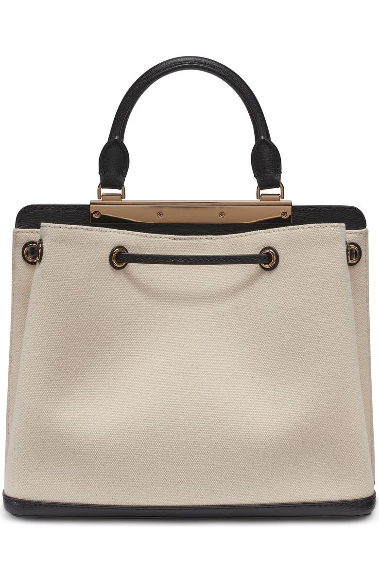 KARL LAGERFELD PARIS Evelina Canvas Bucket, Alternate, color, Natural/Black