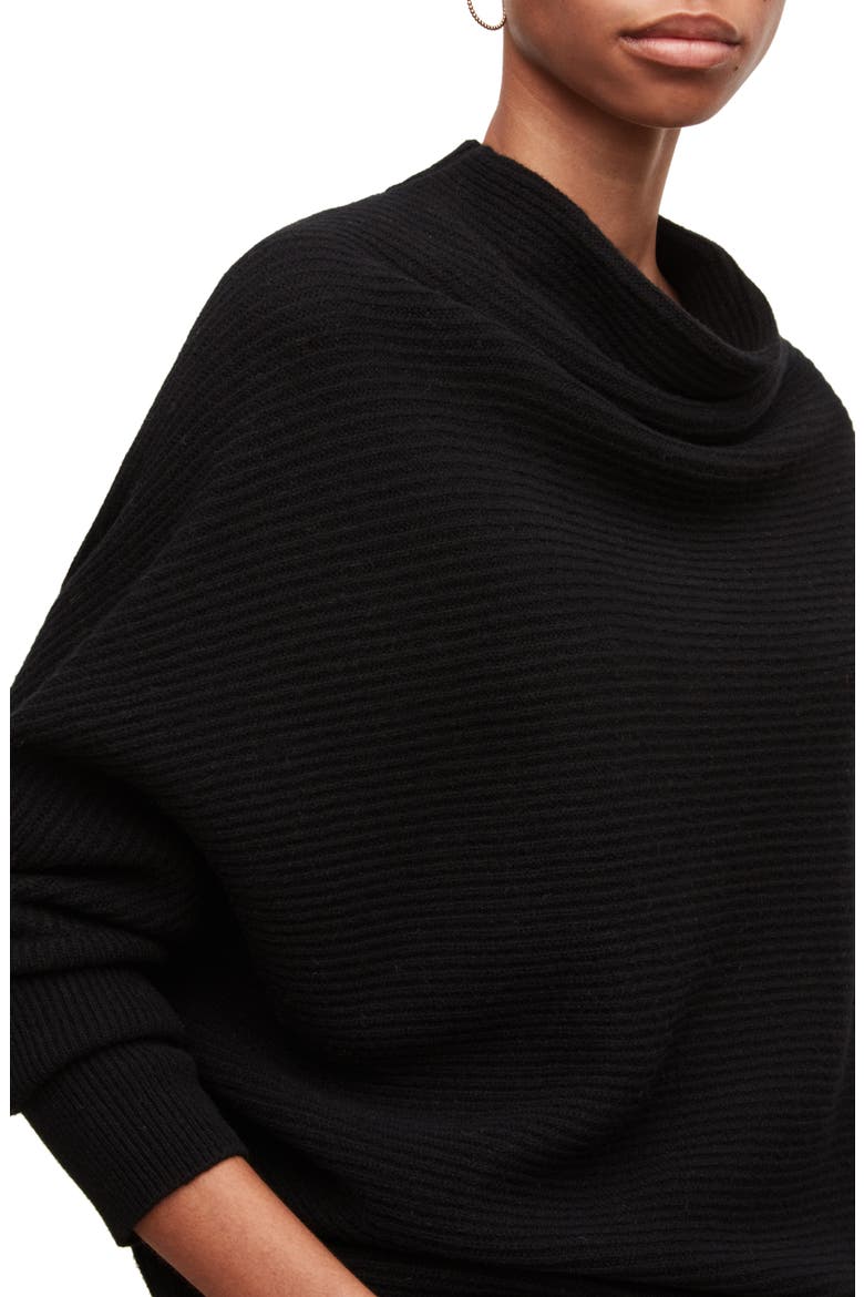 Ridley Funnel Neck Wool Sweater, Alternate, color, BLACK