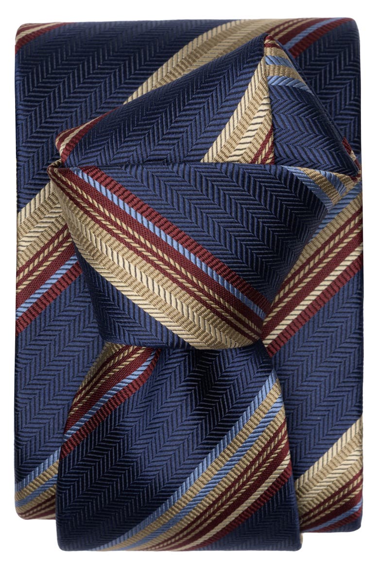 Murano - Silk Jacquard Tie For Men, Alternate, color, Navy