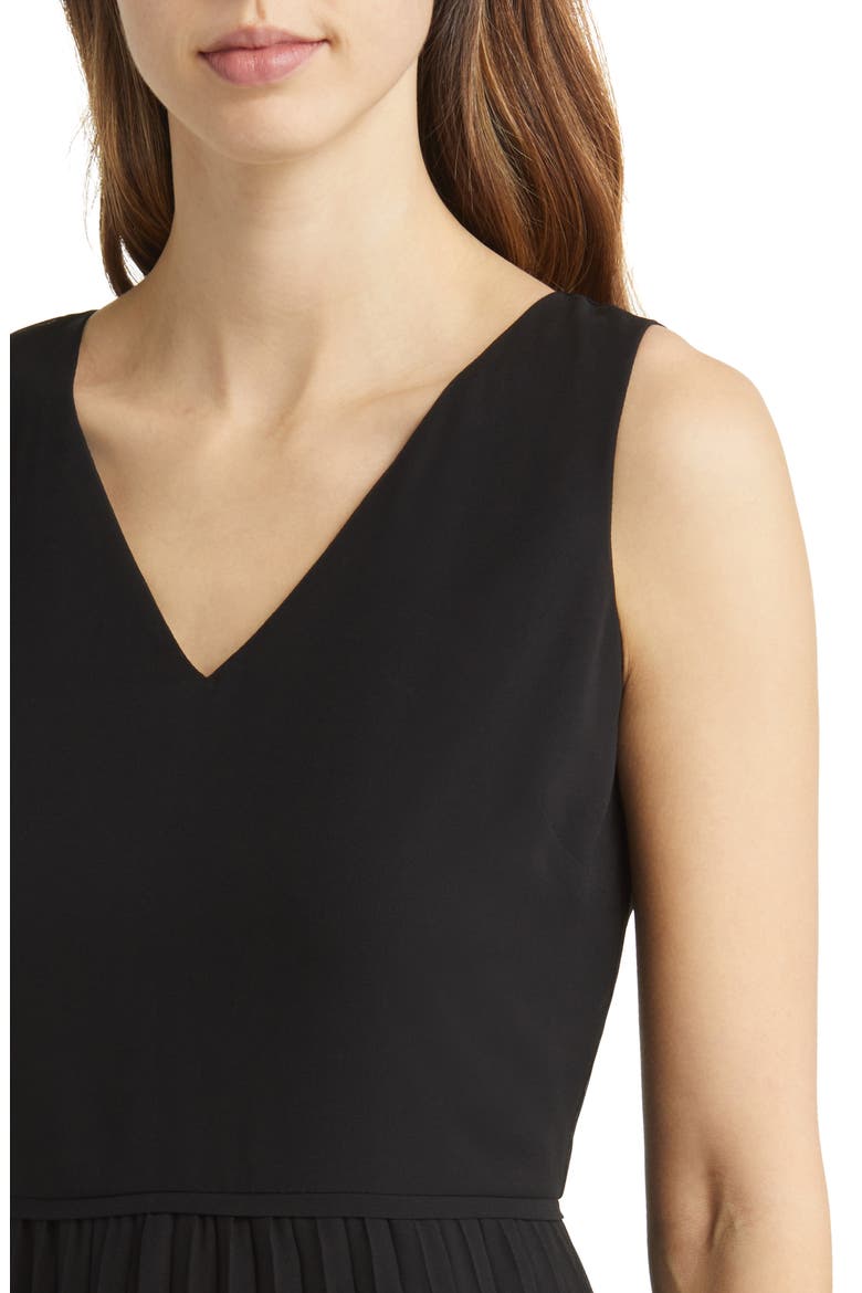 Pleated Skirt Sleeveless Dress, Alternate, color, BLACK