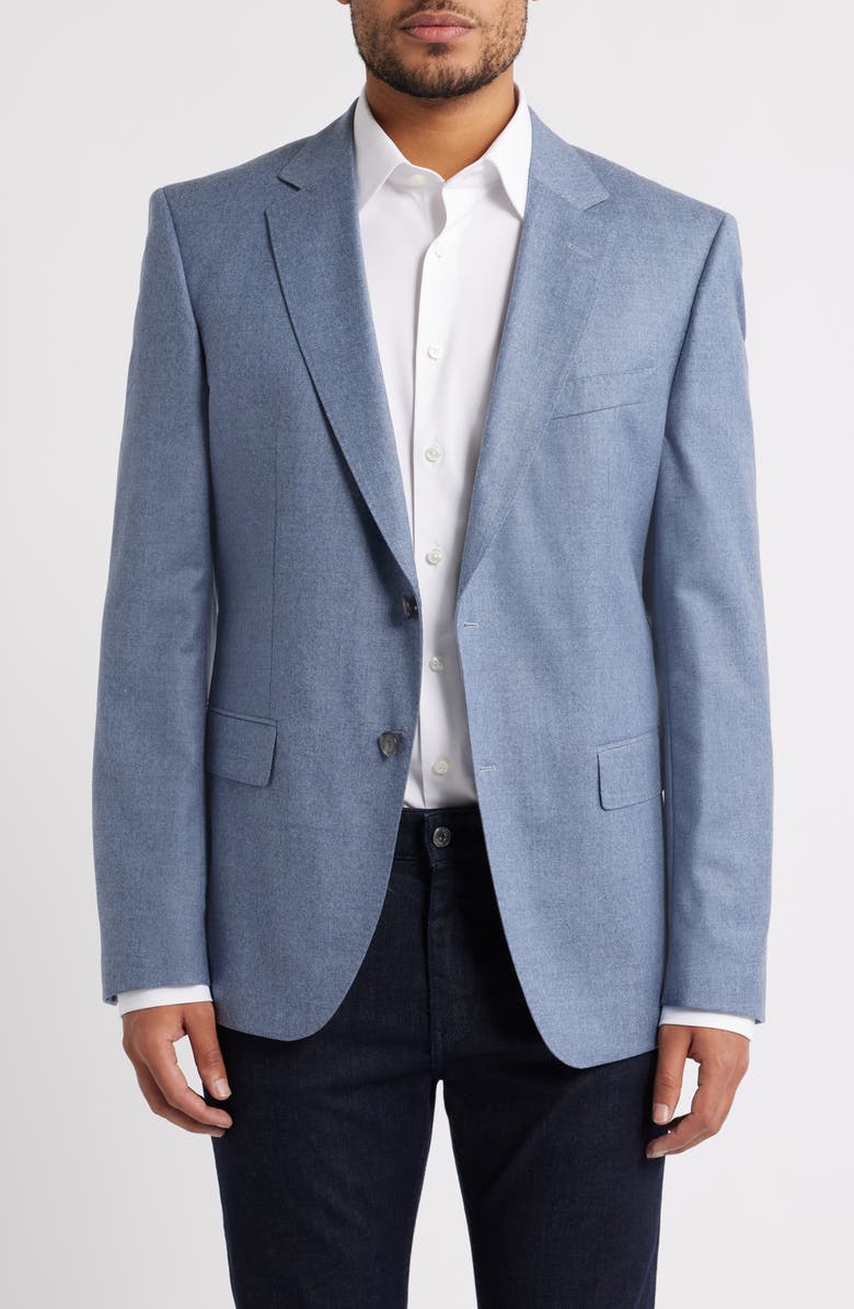 BOSS Huge Trim Fit Wool Mélange Sport Coat, Main, color, Open Blue
