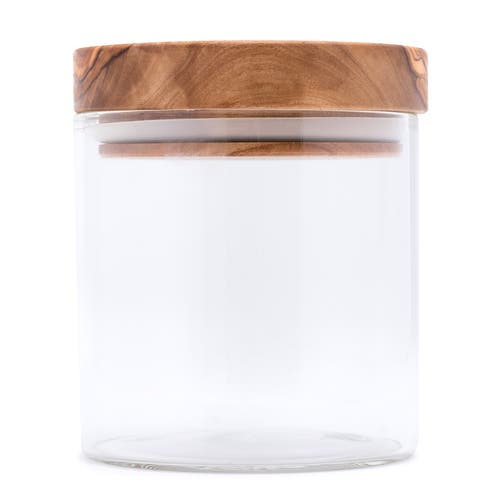BERARD BERARD GLASS STORAGE JAR WITH OLIVE WOOD LID, 13.5-OUNCE