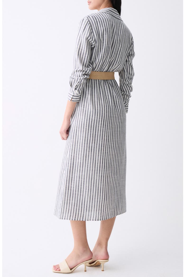Marialva Stripe Long Sleeve Linen Blend Maxi Shirtdress, Alternate, color, STRIPED BLUE