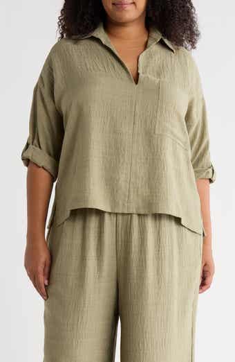 MAX STUDIO Collared Woven Top