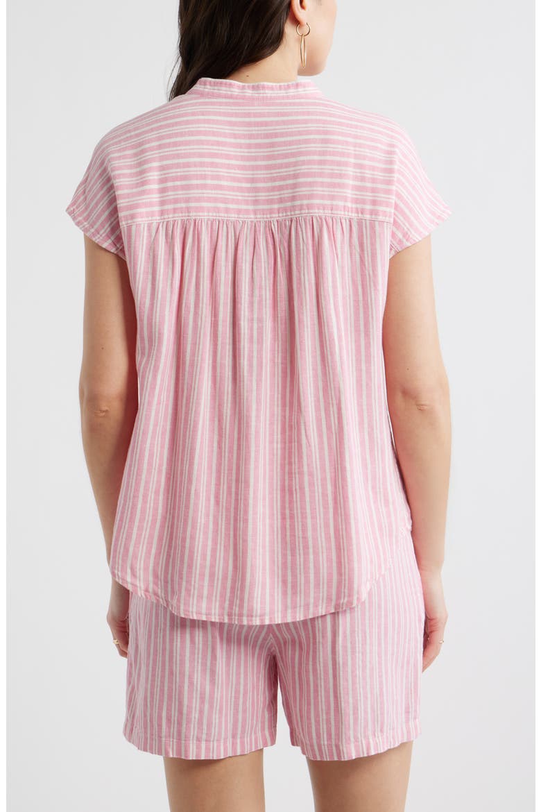 Novelty Stripe Cap Sleeve Button-Up Shirt, Alternate, color, PINK- IVORY GINGER STRIPE