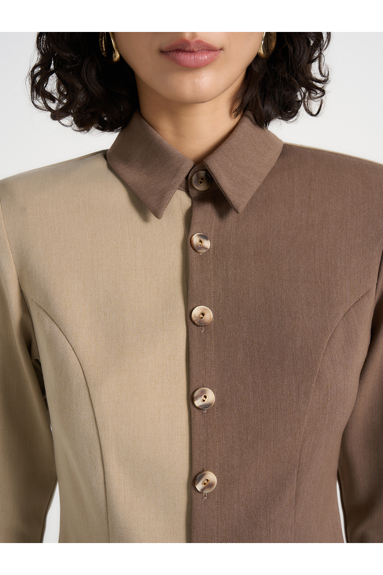 Sonia Two Tone Tailored Shirt, Alternate, color, Taupe/Brown