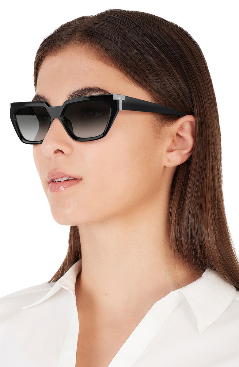 Tiffany & Co. 56mm Irregular Sunglasses, Alternate, color, Black Grey