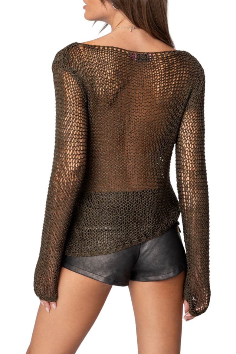 Open Stitch Asymmetric Sweater, Alternate, color, OLIVE