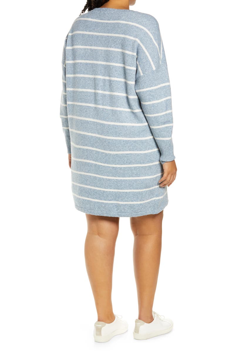 VERO MODA CURVE Doffy Stripe Long Sleeve Recycled Blend Sweater Dress, Alternate, color, 