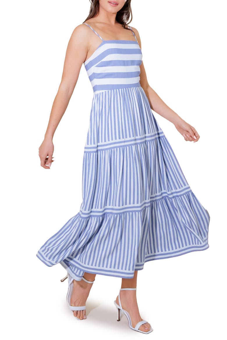 Stripe Maxi Sundress, Alternate, color, BLUE/ WHITE